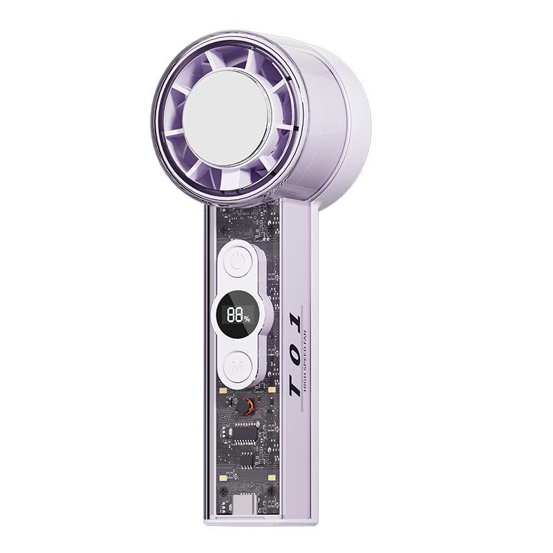 

High-Speed Brushless Handheld Fan with Semiconductor Cooling, Transparent Design, Light, and Long Battery Life 59x52.5x161mm фиолетовый