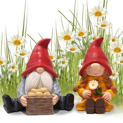 Figurillas de Enanos Pareja de Resina, Elfo Enano Creativo para Patio Jardín Paisaje Decoraciones de Navidad