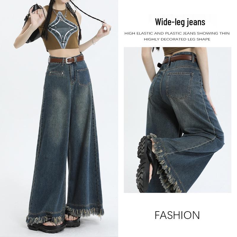 

Женская летняя юбка-джинсы винтажного стиля с необработанным краем, широкими штанинами и высокой талией, 2024 5XL