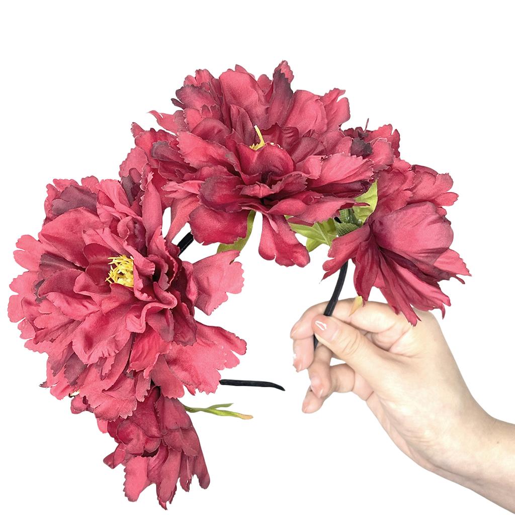 Peony Headband Artificial Flower Headwear Wedding Party Photo Props Party Headwear Cosplay Accessories
