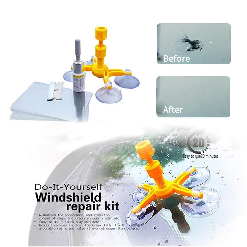 Windshield Repair Kit Quick Fix Cracked Glass Windscreen Repair Tool Kit Resin Sealer Paint Cleaner Car Cracked Glass Repair