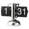Digital Minimalist Retro Flip-Down Clock Automatic Mechanical Desk Clock for Living Room or Study (Black)