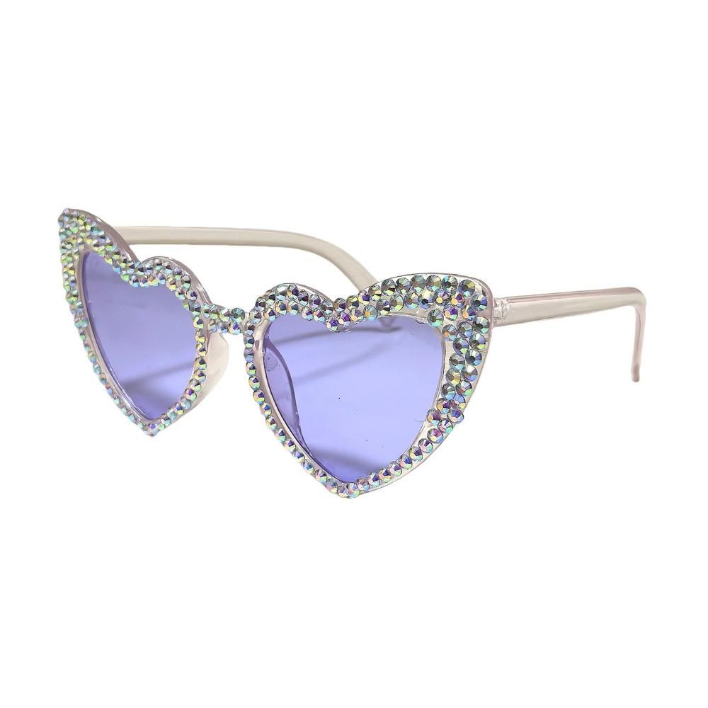 Women Sun Glasses Uv400 Rhinestone Sunglasses Heart Shaped Sunglasses Festive Eye Sunglasses For Parties Daily Outings Light