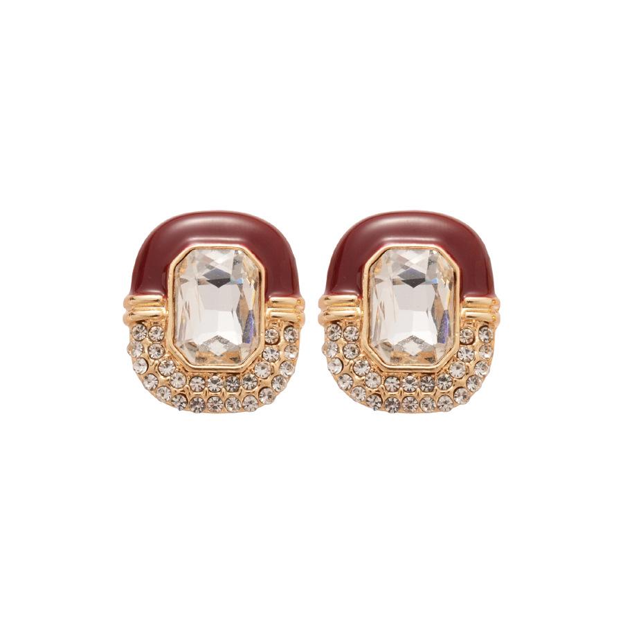 Retro Zircon Square Stud Earrings: Luxurious Silver Needle Design for Autumn/Winter