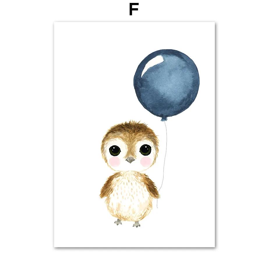 Canvas Painting Cute Raccoon Squirrel Penguin Balloon Nordic Wall Art Posters And Prints Nursery Wall Pictures Kids Room Decor