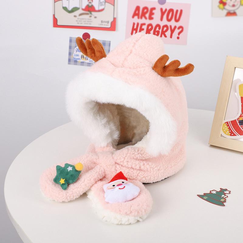 Christmas gift cute antler hat Christmas tree scarf two-piece set warm and cold children's suit versatile