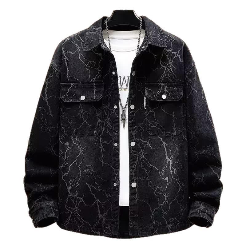 Herren Retro Denim Reversjacke - Gewaschen, Used-Look und Cool für Herbst/Winter High Street Mode.