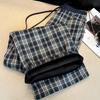 Unisex Plaid Fleece Pants: Brushed Velvet, Elastic Waist, Loose Fit, Versatile, Contrasting Colors