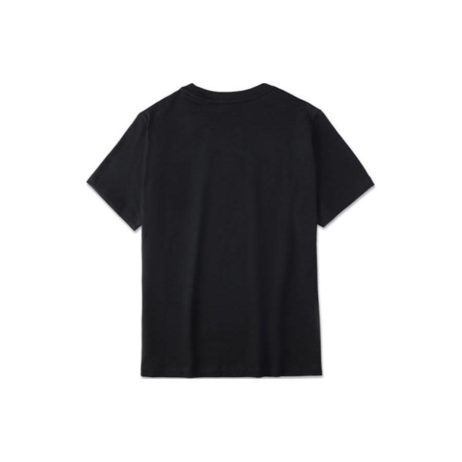 Li-Ning Comfortable Letter Round Neck Pullover Short Sleeve Regular T-Shirt Men Tops Black AHSU867-1