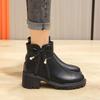 New Fashion Solid Color Versatile Women's Shoes Low Heel Comfortable Pointed Toe Zipper Bow Decoration Women's Boots