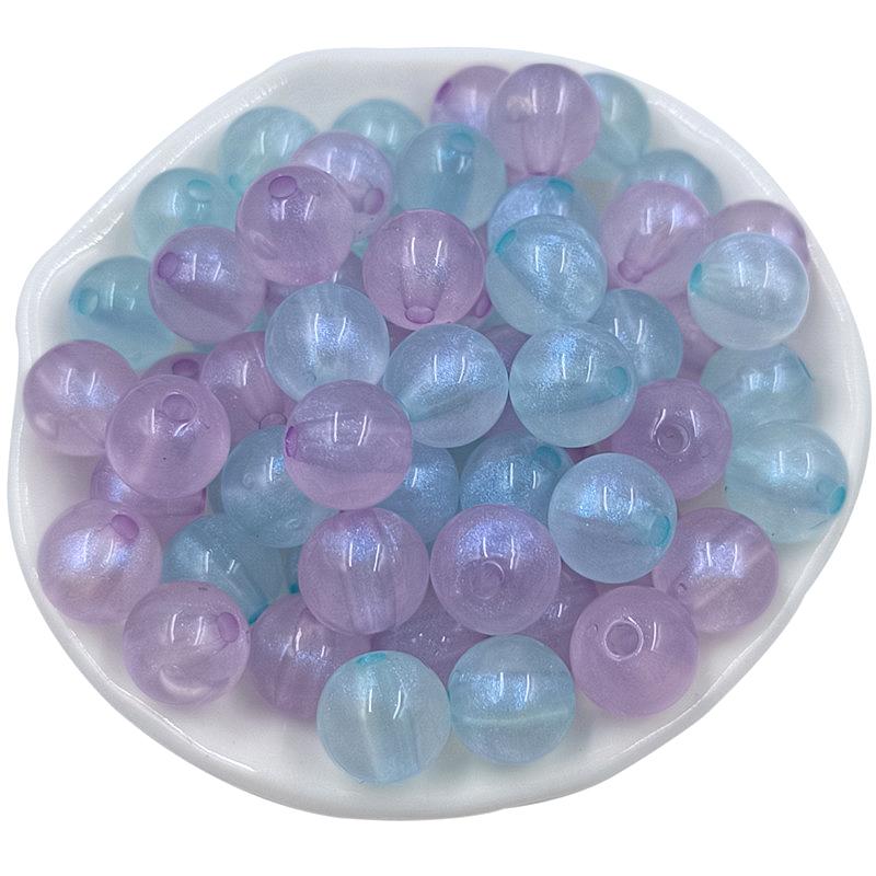 50Pcs Round Fluorescent Scattered Beads Fashion Pendant Bracelet Necklace Two-color Group Acrylic Handmade Materials 10mm Jewelry Making
