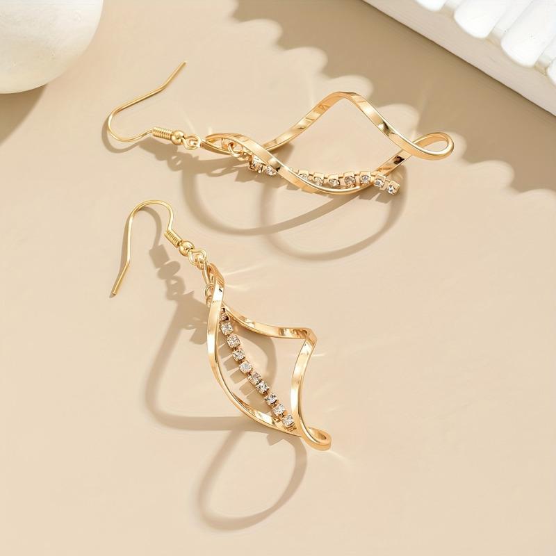 Kreative Spirale Design Baumeln Ohrringe für Frauen Luxus Gold Farbe Braut Hochzeit Party Ohrringe Schmuck
