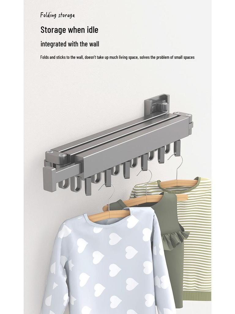 Wall-Mounted Retractable Aluminum Clothes Drying Rack for Balconies and Dorms