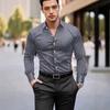 Mens Retro Striped Long Sleeve Slim Fit Casual Shirt For Spring Autumn