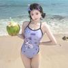 Cute Student Girl Conservative One-piece Triangle Racing Swimsuit Women's Low Fork Professional Sports Large Size