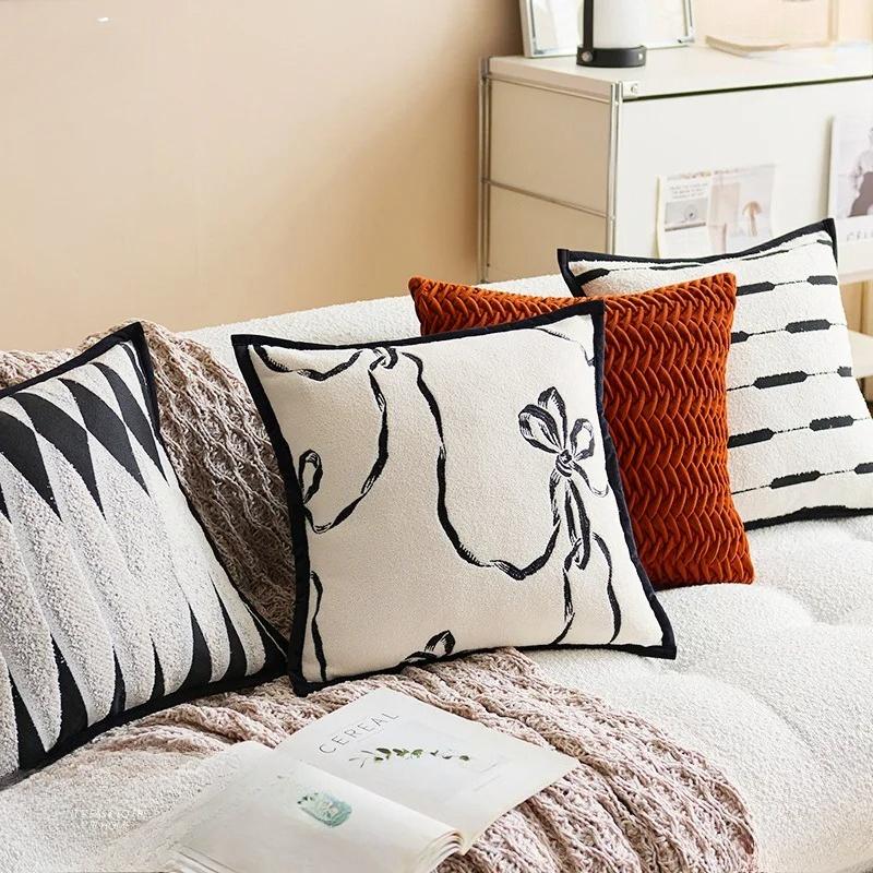 45X45CM Simple Versatile Throw Pillow Cover Black Lace Simple Waist Cushion Cover Decor Home Decorative Pillowcase 2026 New