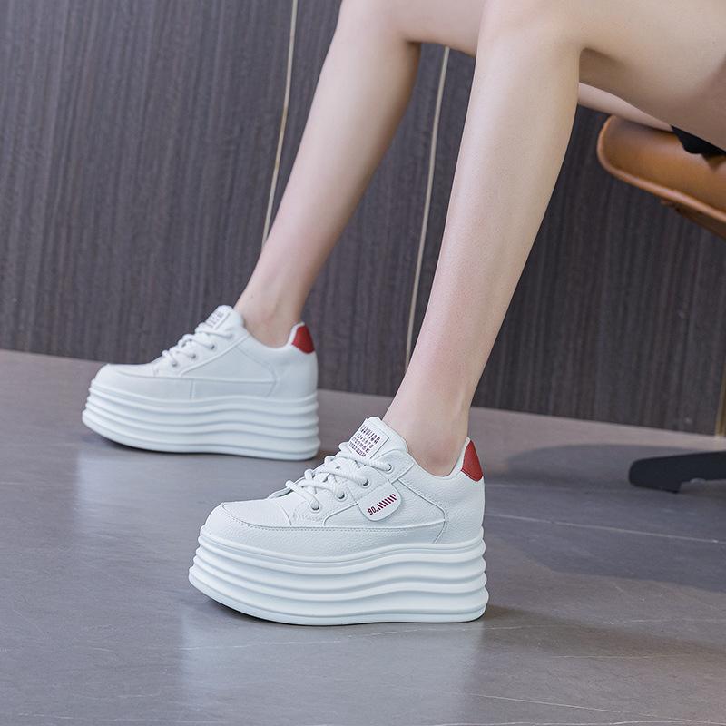 2025 Spring Autumn Popular Korean Version of Little White Shoes Women's Casual Versatile Breathable Thick Sole Inner Height Increase Color Matchin