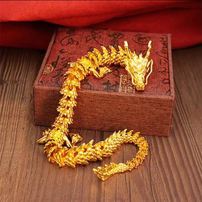 Five-clawed Golden Dragon Ornament 90° Movable Dragon Claw 3D Alloy Dragon Statue Home Office Desktop Decorations