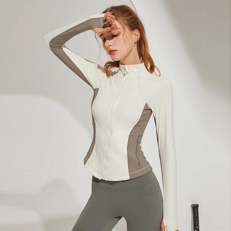 

Женская спортивная куртка премиум-класса на молнии со стойкой - Модный фитнес-топ для осенних пробежек и йоги Small