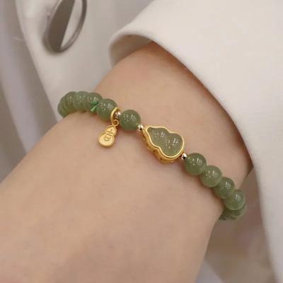 Bracelet Classique Naturel An Jade Vert Gourde Perlé Pour Femmes Féminin Frais Léger Luxe Joncs Bijoux de Fête Cadeau