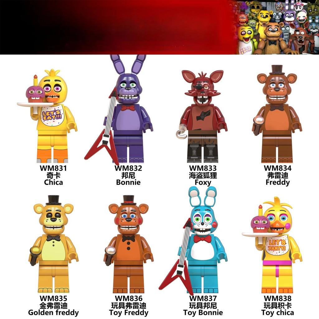 8Pcs FNAF Action Figure Toys At Five Nights Ornaments Assembled Toy DIY Model Game Peripheral Childrens Birthday Lovely Gifts