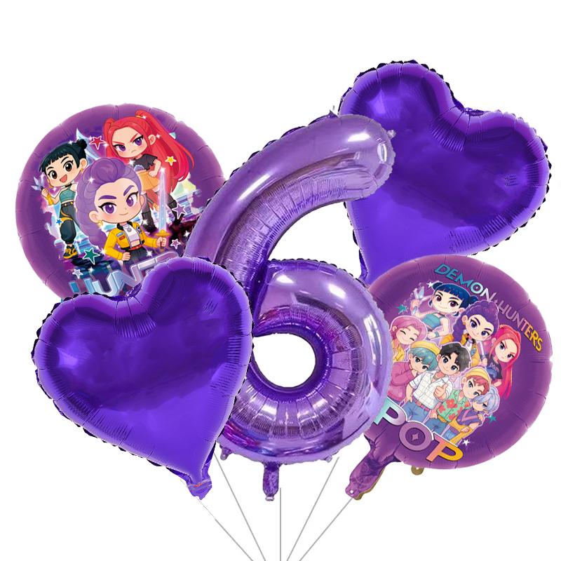 Kpop Demon Hunters Children Birthday Party Decoration Ball Number Digit 1-10 Balloon Set Baby Shower Supplies Gift Toy s Round Sensory Compression
