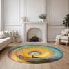 Meditation Galaxy Round Flannel Rug Printed Spiritual Art Floor Mat for Living Room Bedroom Yoga Space Soft Non Slip Home Decor