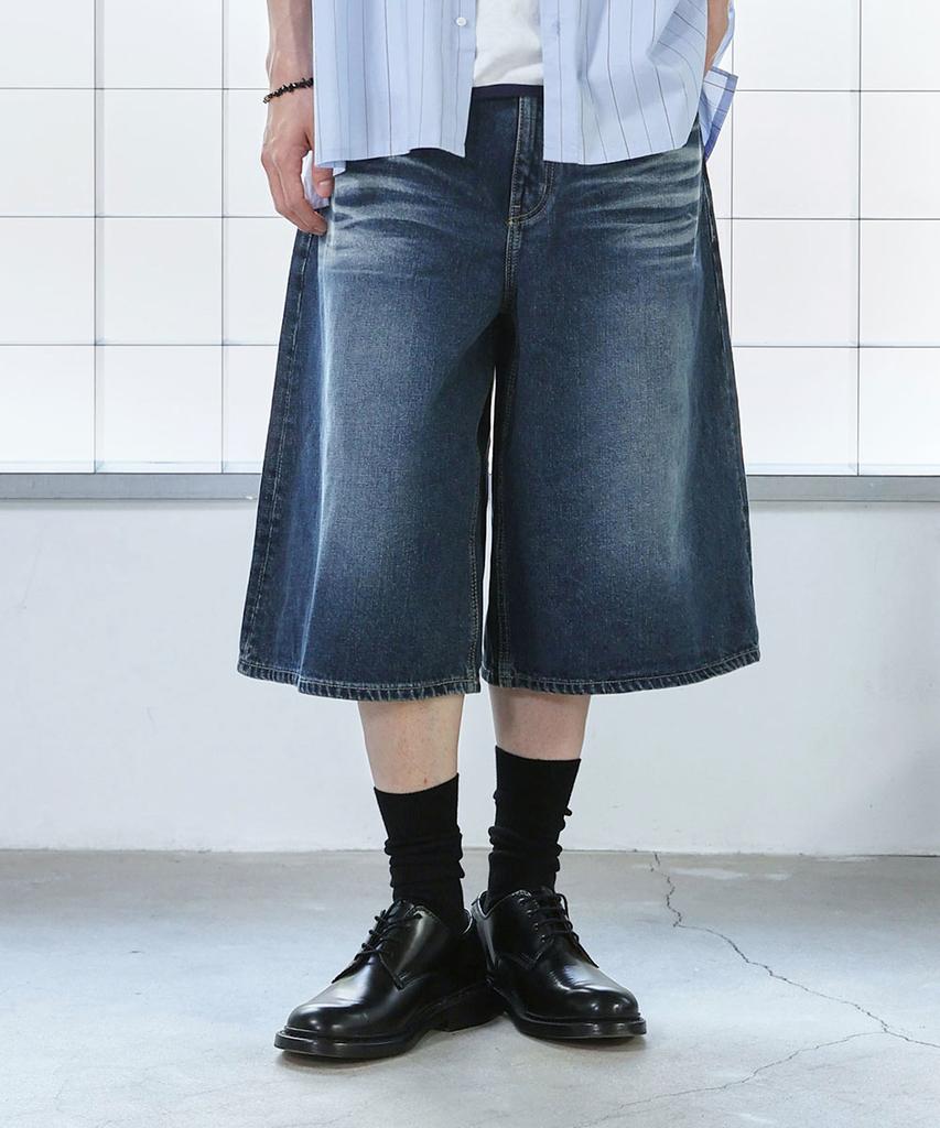 Odeoakaibeu Max Wide Bermuda Denim Pants Summer Blue
