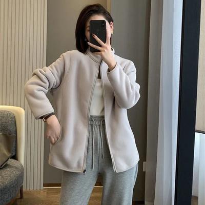 Damen Herbst und Winter Stehkragen Steppjacke Einfarbig Langarm Lässiges Oberteil