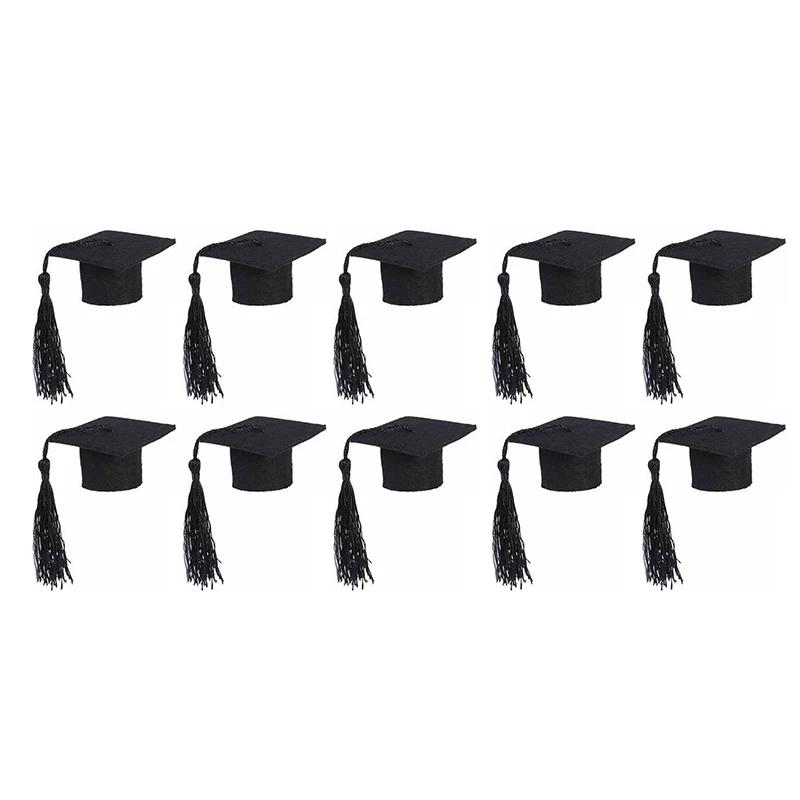 10pcs Mini Bottle Topper Hat Creative Cupcake Doctoral Decoration Graduation Season Souvenir Ornaments Birthday Party Decoration