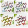 6 Pcs 3D Butterfly Wall Stickers Double-Layer Wing Butterfly Wall Art Glitter Sequined Removable Hollow Mural Decals for Birthday Cake Decoration