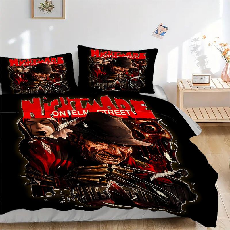 Set Biancheria da Letto A Nightmare on Elm Street 3 Pezzi, Copripiumino Morbido in Poliestere e Federe Adatto a Tutte le Stagioni, Design per Camera da Letto L1003072