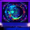 1pc UV Responsive Moon Tapestry, Bohemian Fluorescent Tapestry, Mysterious Moon Phase, Starry Sky, Universe Aesthetic Tapestry