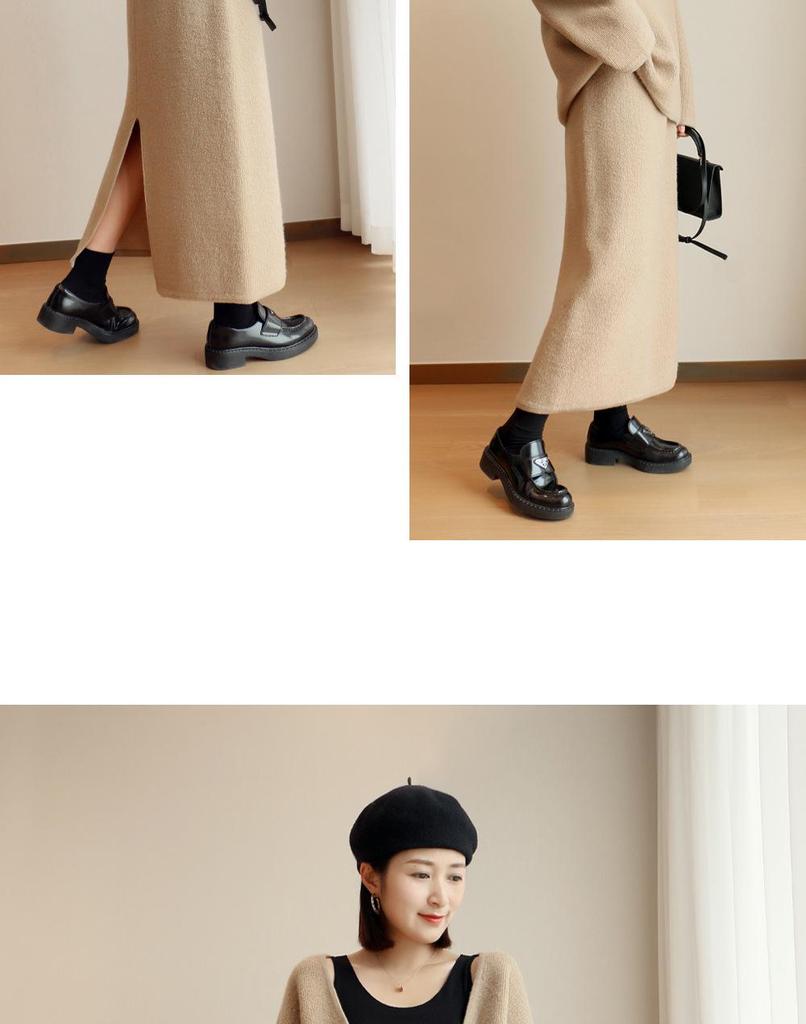 2024 Autumn/Winter Women's Bodycon Knitted Midi Skirt - Temperament Style with Slit