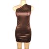 Sexy Diagonal Collar Imitation Leather Slim Bodycon Dress Women Sleeveless Non Leather Skinny Dress Elegant Club Party Vestidos