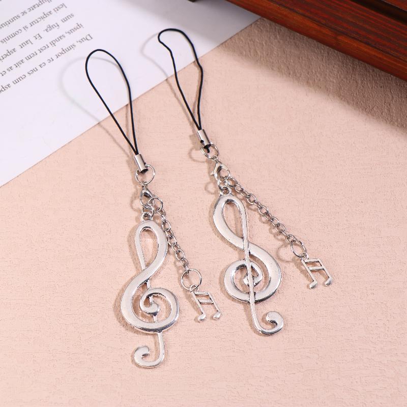 1/2 Stück Y2K Vintage Musiknote Handy-Lanyard Trendige Metall Musiknote Handykette Schlüsselanhänger Anhänger Geschenke