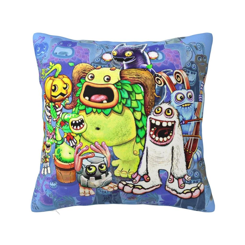 My Singing Monsters Characters Square Pillowcase Pillow Cover Cushion Zip Decorative Comfort Throw Pillow for Home Bedroom