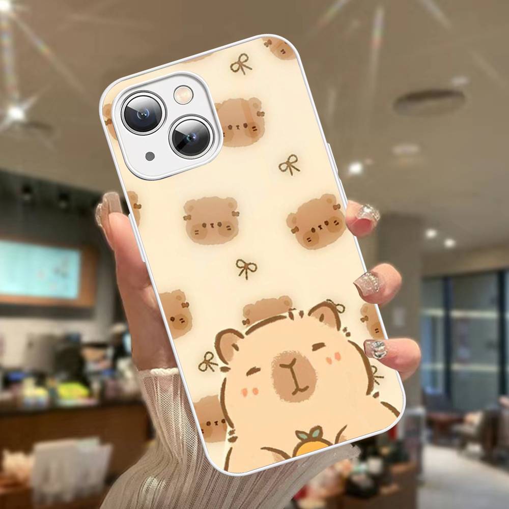 Cute Capybara For IPhone 14 13 12 Mini 11 Pro XS Max X XR 14 Plus Tempered Glass Cover