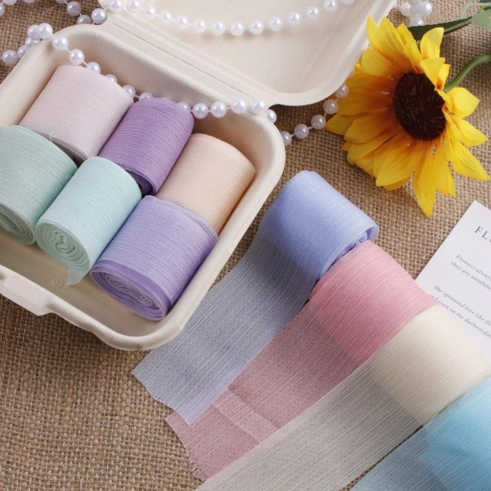 5Yard Length Satin Fabric Ribbon 4CM Width DIY Craft Ribbon Frayed Edged Ribbon  Christmas Decor
