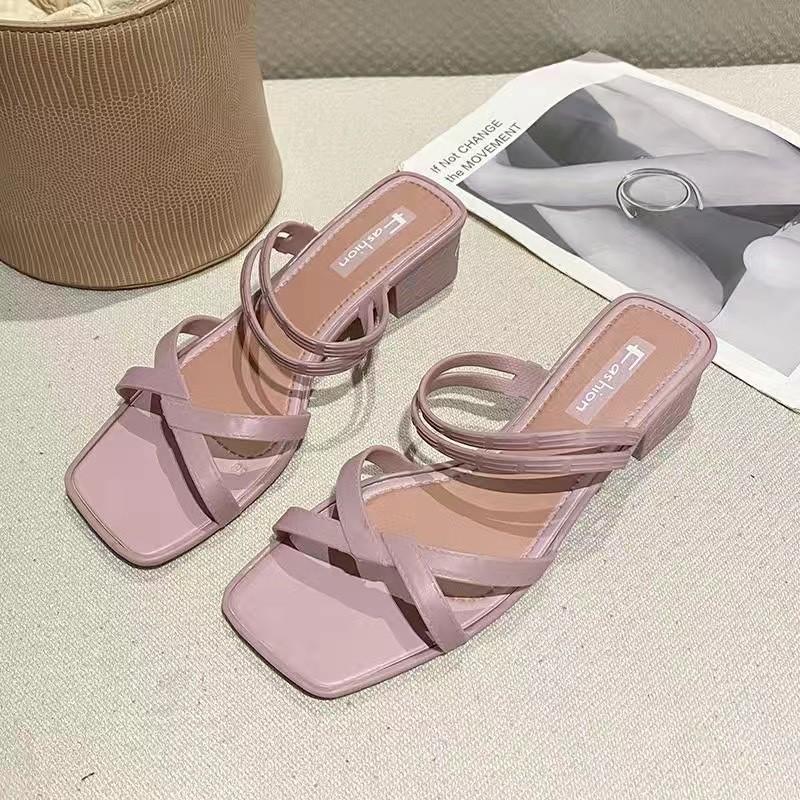 New 2024 Cool Slippers Fashion Korean Edition Women's Summer Thick Heel Slope Heel Slippers Sandals Two Wears Beach PVC Slippers