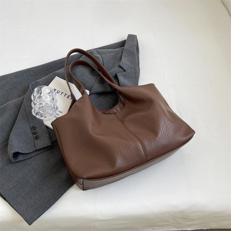 Wholesale Soft Leather Large Bag Women's Bag 2025 Autumn and Winter New Niche Fashion Tote Bag Casual Shoulder Bag Armpit Bag