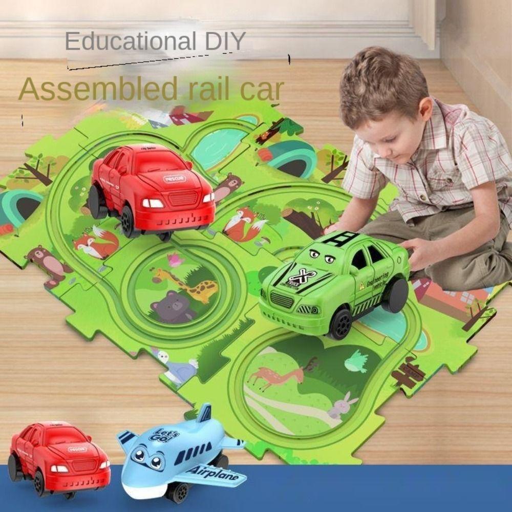 

Vehicles DIY Puzzle Electric Railroad Speeder Transport Rail Car Building Toys Kids
