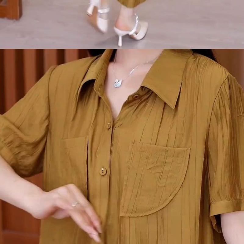 Plus Size 5XL Spring and Summer Suit Polo Shirt Temperament Loose Mother Wear Short Sleeved Fashion Harem Pants Two-piece Suit