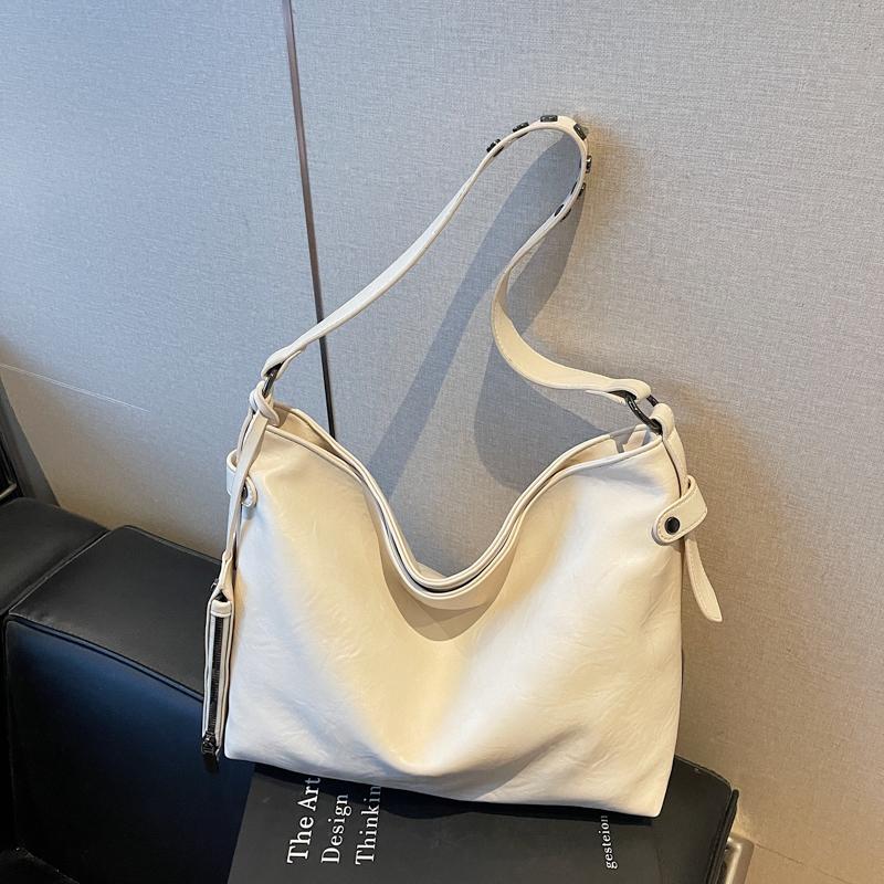 PU Solid Color Zipper Retro Versatile Bags Hot Sale Large Capacity Casual Tote Bag Temperament Advanced Fashion Shoulder Bags