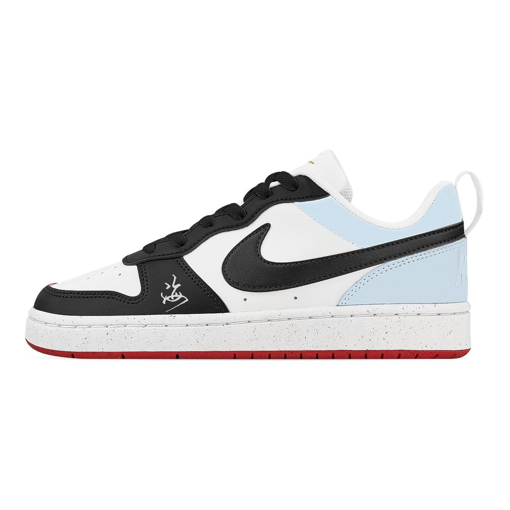 Nike Court Borough Ocean, Heart Box Abrasion Resistant Slip Resistant Low top Skateboard Shoes Unisex Black White Blue DV5456-137(Team529--)