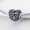 Original Charms Copper Blue Heart Zircon Stone Beads Fit Bracelet Women Jewelry Making Diy Gift
