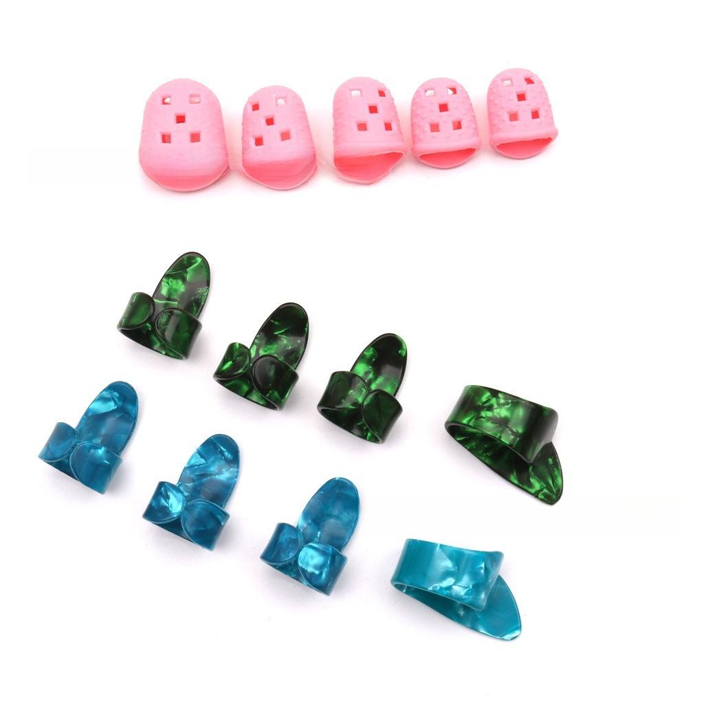 Guitar Pick Sets, Silicone Finger Sleeves, Pain-Relief Guitar Finger Sleeves, Celluloid Thumb Picks, Metal Finger Sleeves and Picks