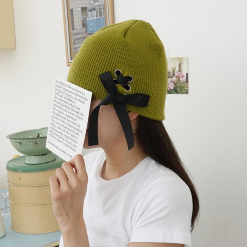 Women's Lovely Lace-Up Ribbon Golji Beanie Hat