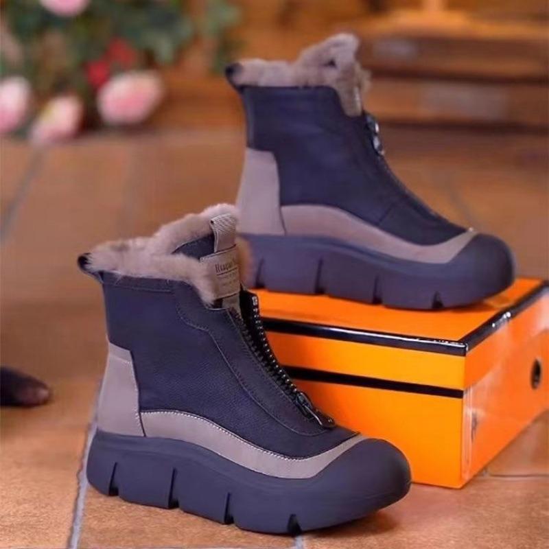 Winter Cotton Shoes Women's Thick-soled Comfortable and Lightweight Zipper Women's Shoes Outdoor Daily Warm Women's Boots