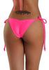 Swimsuit Tie Loop Brazilian Back Shirring Bikini Bottom Neon [Sanas] (M, (NP) Pink)